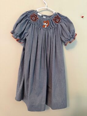 vive la fete christmas dress Vive La Fete Baby Girls Smocked Embroidered Reindeer Christmas Dress Sz6m